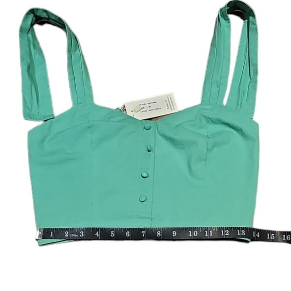 Sim & Sam Mint Green Button Front Crop Top Women's Size M - Picture 13 of 14